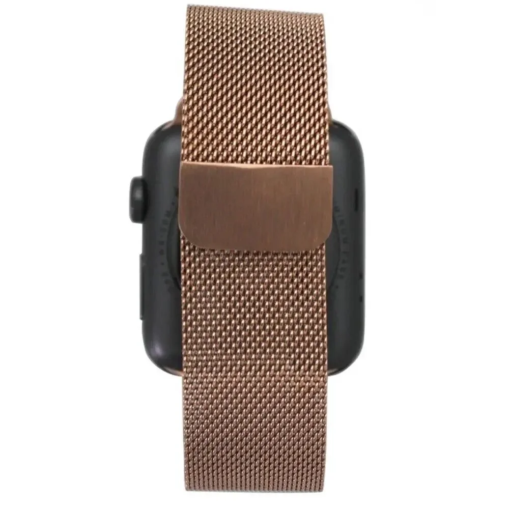 Apple Watch Mesh Band Gold Tone Stainless Steel Strap 42/44/45/46/49mm Minimal